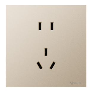 公牛蝶翼超薄G57插座开关五孔插座面板86型16a家用暗装G57星辰金