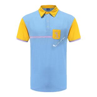 BCGOLF高尔夫男款短袖T恤套头POLO衫运动短袖跑步上衣服装双拼色