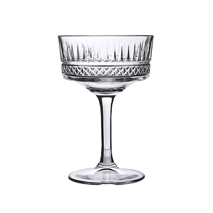 进口欧式鸡尾酒杯复古刻花玻璃高脚杯酒吧调酒杯阔口马天尼香槟杯