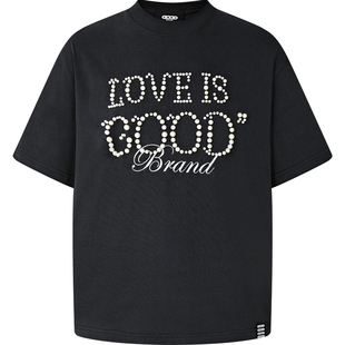【珍珠迎好运】GOODBRAND LOVE IS GOOD珍珠标语短袖T恤 男女同款