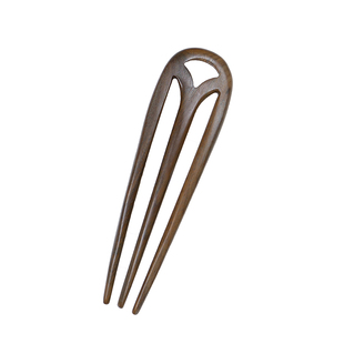 Zang又一雪 檀木发钗黑绿檀古典凤隐星星u型三叉中式盘发小山挽发