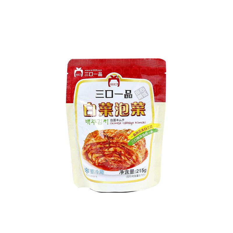 三口一品韩国泡菜桔梗辣白菜袋装切件韩式酸萝卜黄瓜小包延边朝鲜