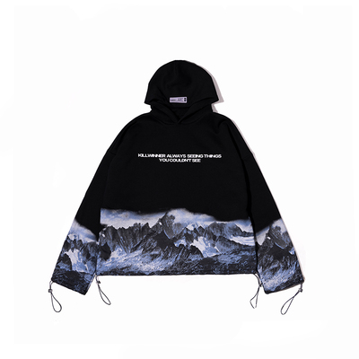 killwinner雪山印花情侣连帽卫衣