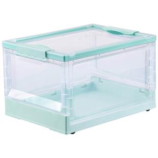书本收纳箱可折叠高中学生宿舍装书箱带轮透明塑料零食玩具整理箱