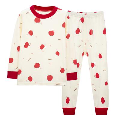 红豆红色儿童秋衣秋裤内衣套装