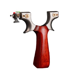 新款竞技440C惊雷弹弓钛合金瞄实木快压扁皮免绑夹片线切割射鱼准