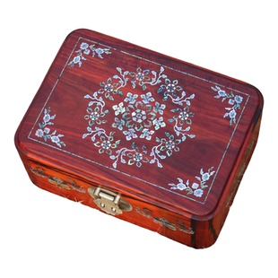 浮光木间宝相花纹螺钿镶嵌首饰盒印度小叶紫檀复古收纳盒结婚送礼