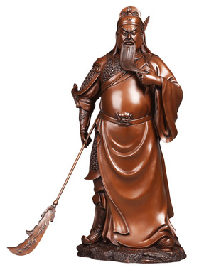 纯手工紫铜关公招财神像摆件