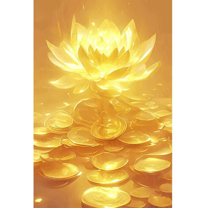 自粘墙贴画金莲花荷花步步高升旺宅旺运镇宅佛堂供奉背景墙粘贴壁