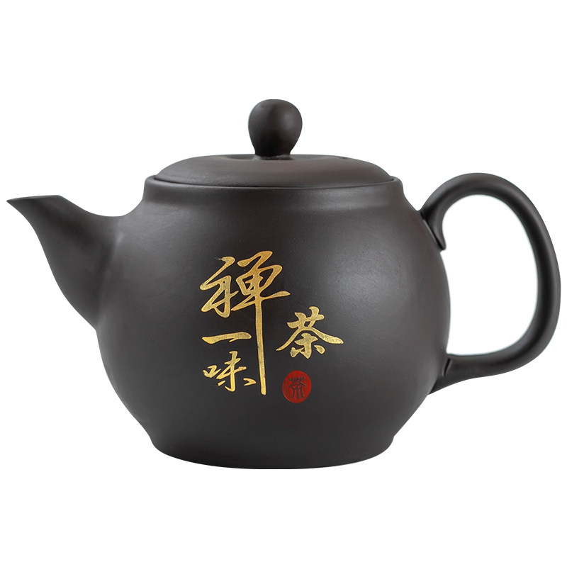 紫砂舍得井栏壶手工描金原矿泥功茶壶