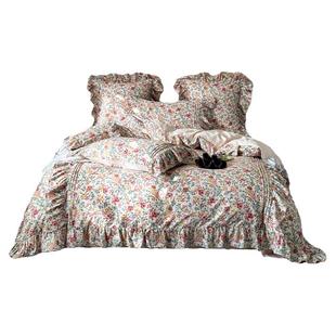 Girlish|韩式田园60支水洗棉床上四件套纯棉全棉法式床品花边印花