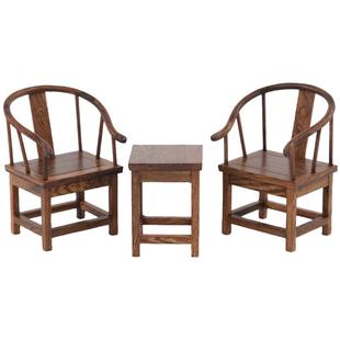 树林丰红木雕刻工艺品摆件明清微缩家具模型鸡翅木圈椅微型小家具