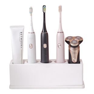 硅藻泥电动牙刷架座一家三口卫生间创意摆台式牙具漱口杯收纳置物