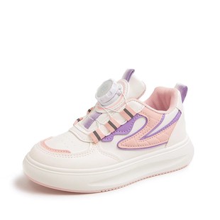 儿童运动鞋童鞋女童夏季透气大童新款鞋子纽扣女款白色女鞋中大童