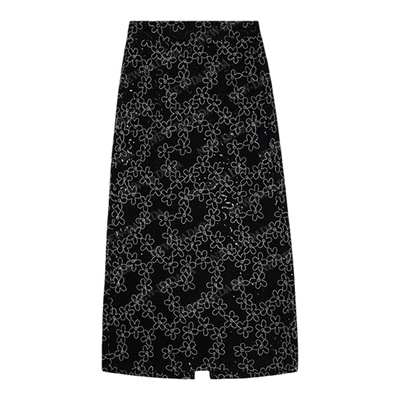 利达 NEW DADADA【韩系黑花裙】气质休闲设计感显瘦半身裙JEZ4299