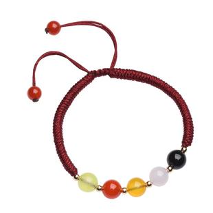 红绳手链女情侣款男本命年玛瑙转运珠金木水火土手工编织红色手绳