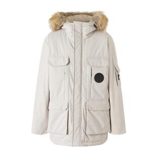 美特斯邦威中长款派克羽绒服男士冬季新款连帽情侣加厚羽绒外套