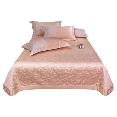 欧式轻奢贡缎夹棉床盖三件套四季