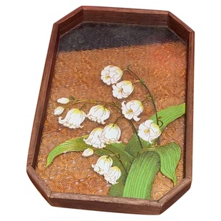 【幽谷铃兰】手工diy掐丝珐琅画材料包景泰蓝新中式玻璃茶盘摆件