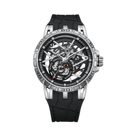 威利默克男士机械手表全自动镂空双子星2024新款时尚男款时尚腕表