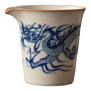 汝窑青花龙纹公道杯茶海分茶器开片匀杯功夫茶具茶道零配公道分茶