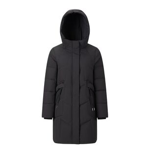 千仞岗羽绒服女新款连帽中长款直筒简约显瘦保暖百搭外套Y299191Y