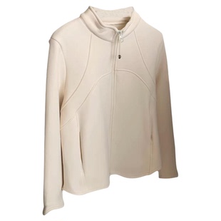 韩系休闲风立领修身加绒外套女2025冬季新款纯色简约显瘦内搭上衣