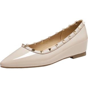 百思图2025秋季新款气质低跟一脚蹬浅口单鞋尖头通勤女鞋B1202CQ5