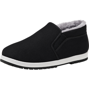 老北京棉鞋男2025冬季新款加绒加厚保暖舒适防滑软底中老年黑布鞋