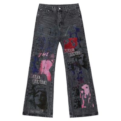 欧美涂鸦设计感裤子高级感