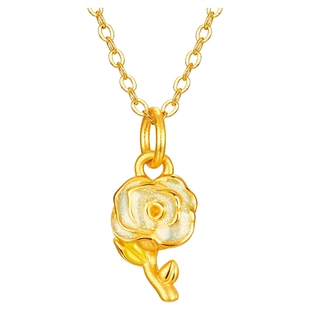 金至尊玫瑰花小克重黄金吊坠女款2025新款足金吊坠新年礼物送女友