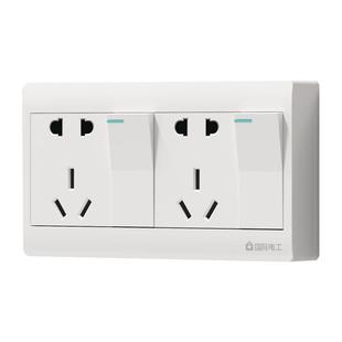 明装二开十孔插座五孔带开关墙壁一键断电厨房专用面板双2开10眼