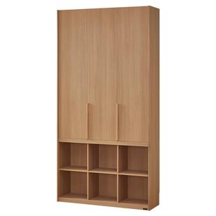 全友家居原木风模块化组合书柜新款客厅书房整墙一体书柜带玻璃门