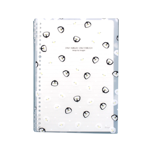 冰白不咯手活页本学生通用B5多功能记事本卡通手账本A5考研随堂笔记本子可拆卸8眼活页横线pp本可换替芯