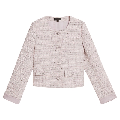 YINER音儿女装春季新中式盘扣袖口箱型亮丝羊毛粗花呢短外套