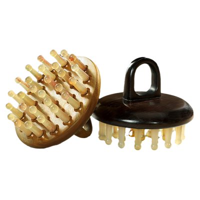 牛角按摩梳子头部头皮经络按摩疏通神器天然绿檀木官方旗舰店正品