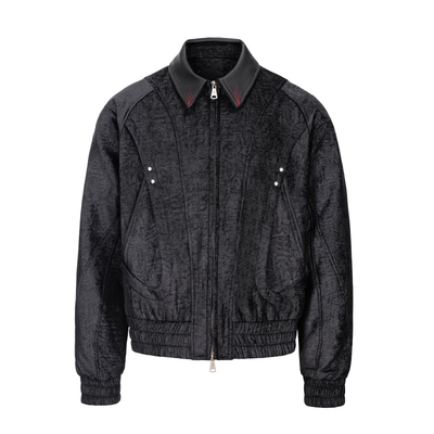 CATSSTAC 缎玉绣影羊皮翻领夹克宽松休闲cleanfit外套男