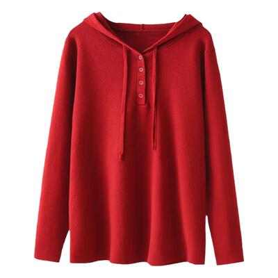 2025冬大码连帽针织衫打底毛衣女