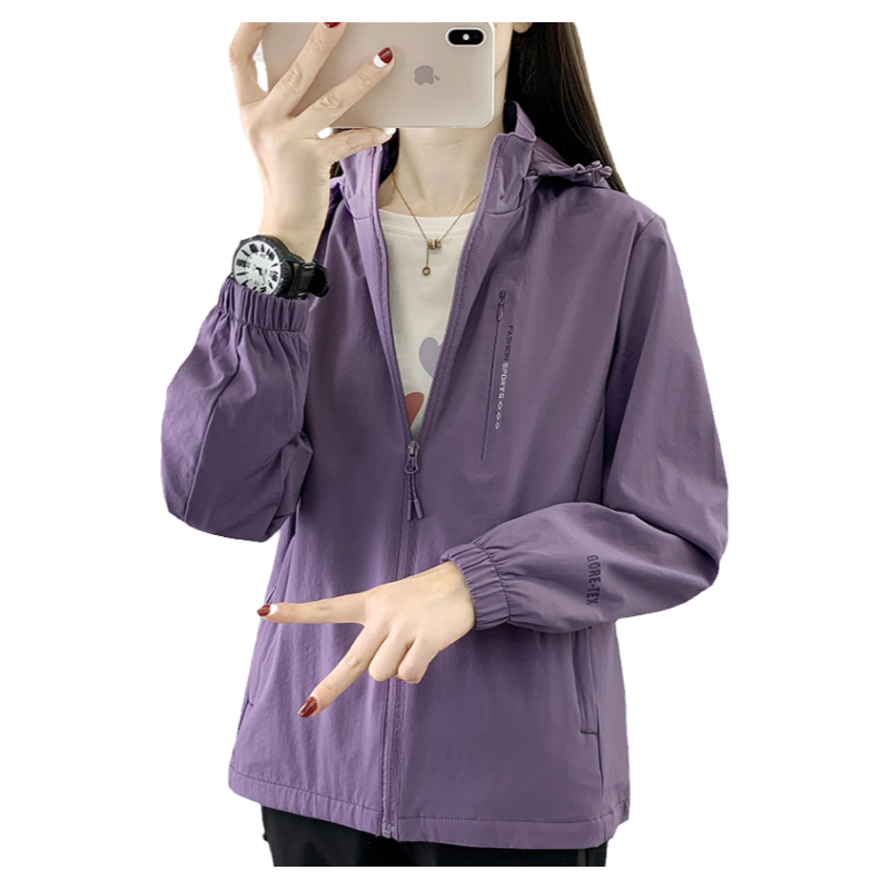 春季薄款品牌冲锋衣女户外大码网格内衬软壳衣弹力防晒服外套套装