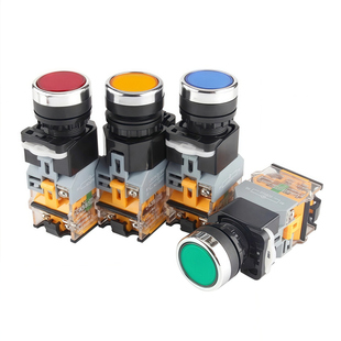 LA38-11D按钮开关带灯220V自锁自复位平头控制LA38-11DN/开孔22MM