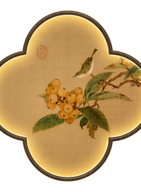宋式美学梅花型装饰画琵琶山鸟图