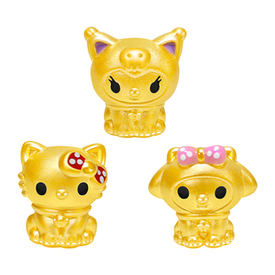 足金999美乐蒂黄金转运珠手链 5D硬金kt猫hellokitty手链串珠手绳