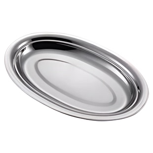 食品级304不锈钢装鱼盘双耳盘家用椭圆形清蒸鱼盘子专用蒸鲈鱼碟