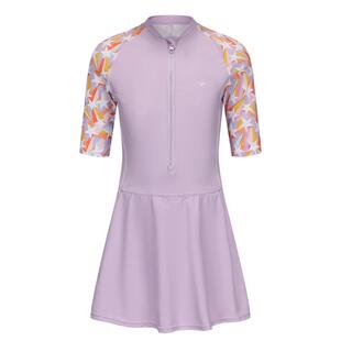 迪卡侬儿童泳衣女童泳装裙子中大童连体温泉游泳衣女孩裙装IVA1