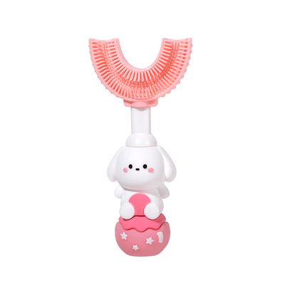 儿童牙刷小狗U型牙刷2-3-4-6岁以上小孩硅胶软毛宝宝训练刷牙神器