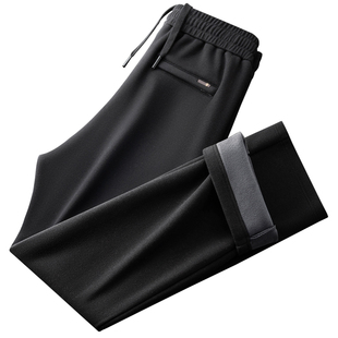 冬季羊毛加绒加厚男士休闲裤宽松直筒中年爸爸运动裤秋冬款男裤子