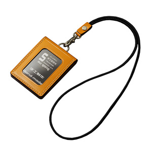 手工牛皮折叠工作吊牌证件卡套挂脖子真皮厂牌工卡带绳门禁卡卡包