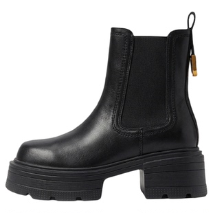 【牛皮】星期六切尔西女靴时装靴厚底增高瘦瘦弹力短靴烟筒靴子