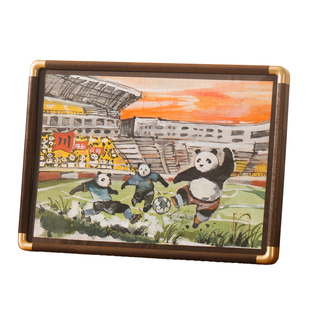 【重庆非遗】荣昌夏布绘手绘装饰画相框摆件熊猫生活元素创意礼物