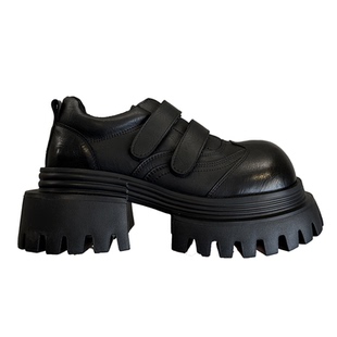 甜酷时髦+日系辣妹配阔腿裤真皮大头增高厚底鞋德比鞋女鞋小皮鞋